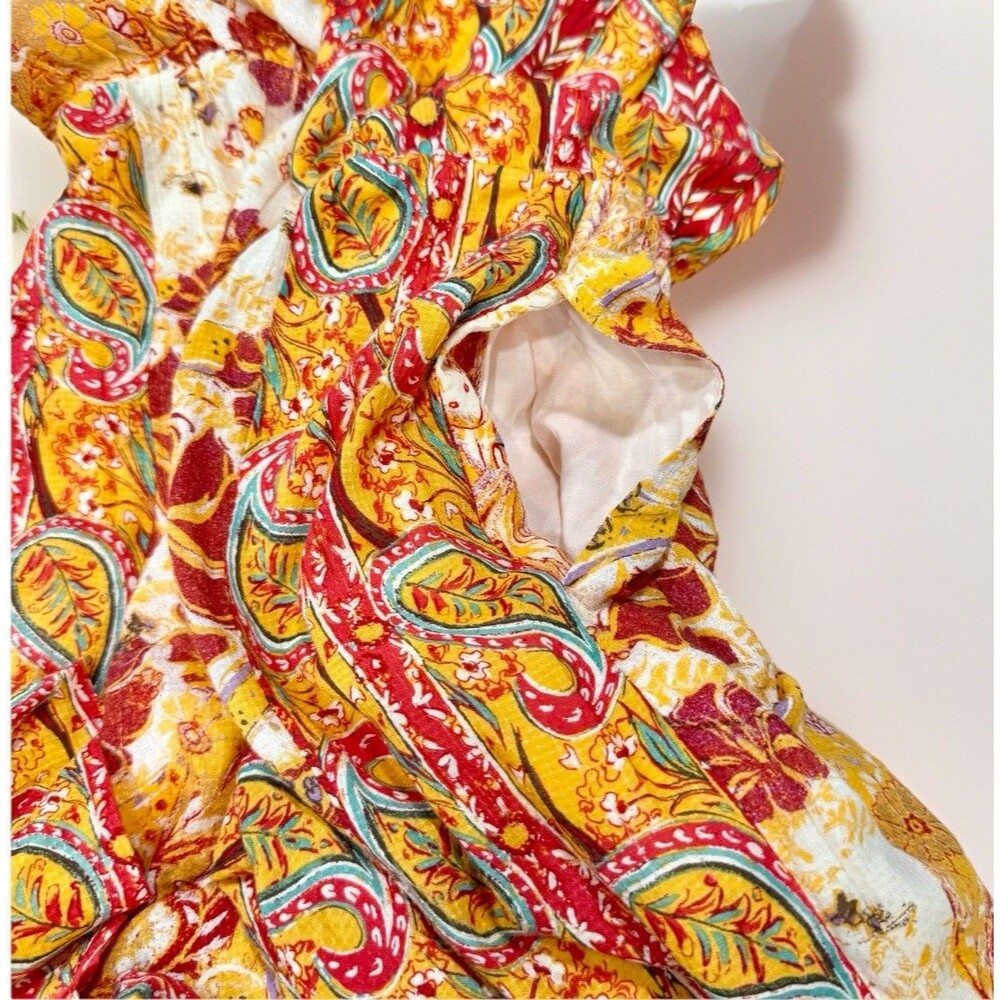 Free People Carmen Off-the-Shoulder Jumpsuit Orange Floral Print Boho Size XS - Picture 6 of 10